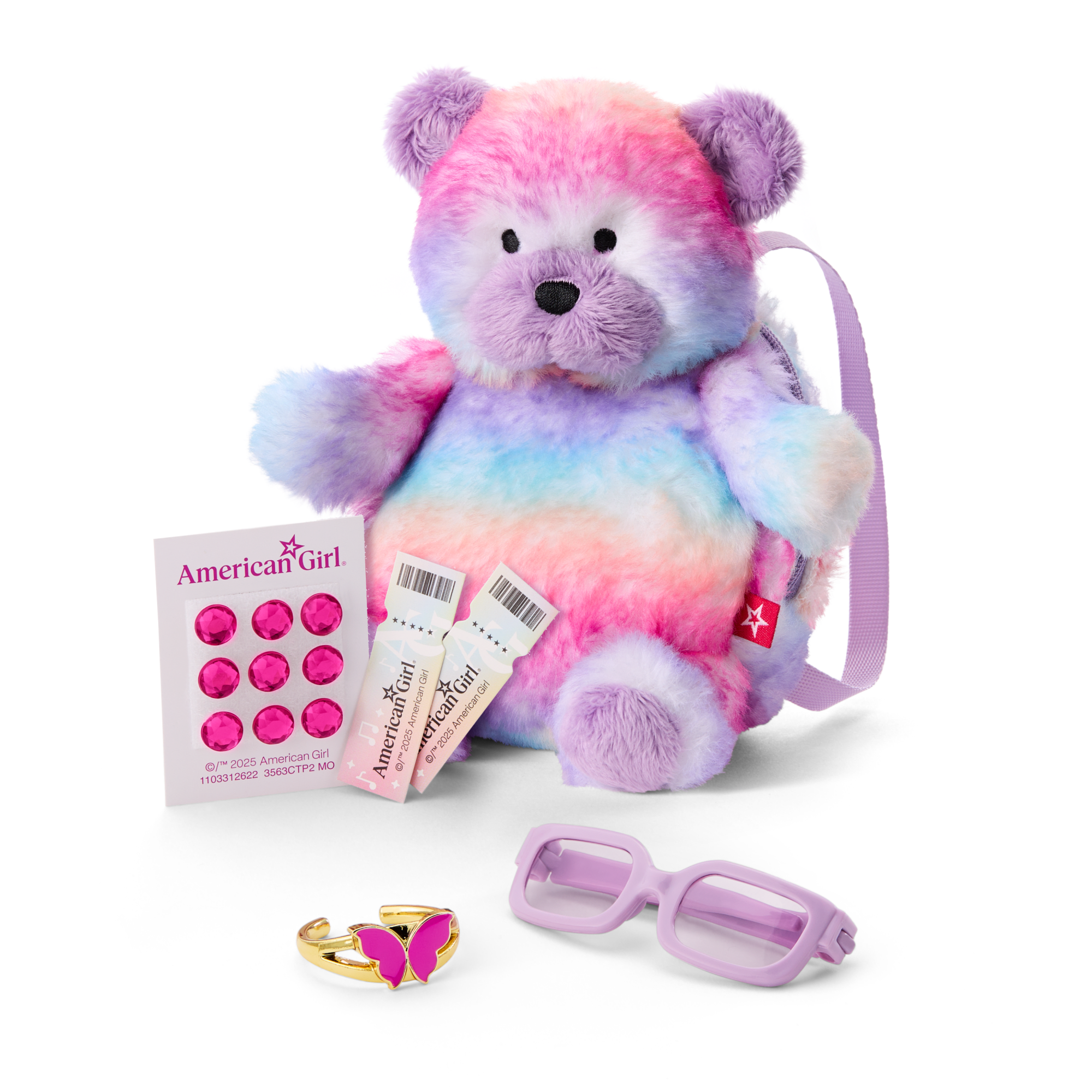 Colorful Teddy Bear Backpack & Accessory Set For 18-Inch Dolls