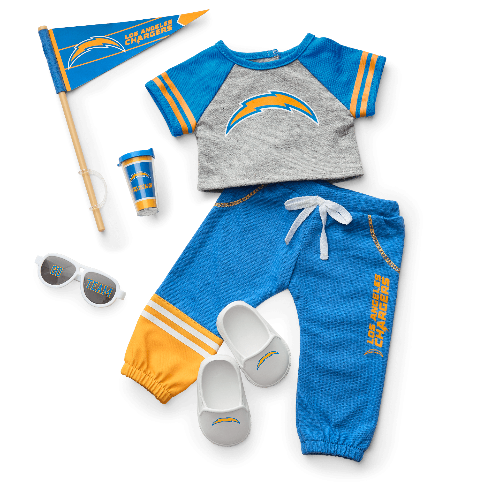 American Girl X Nfl Los Angeles Chargers Fan Outfit & Accessories For 18-Inch Dolls